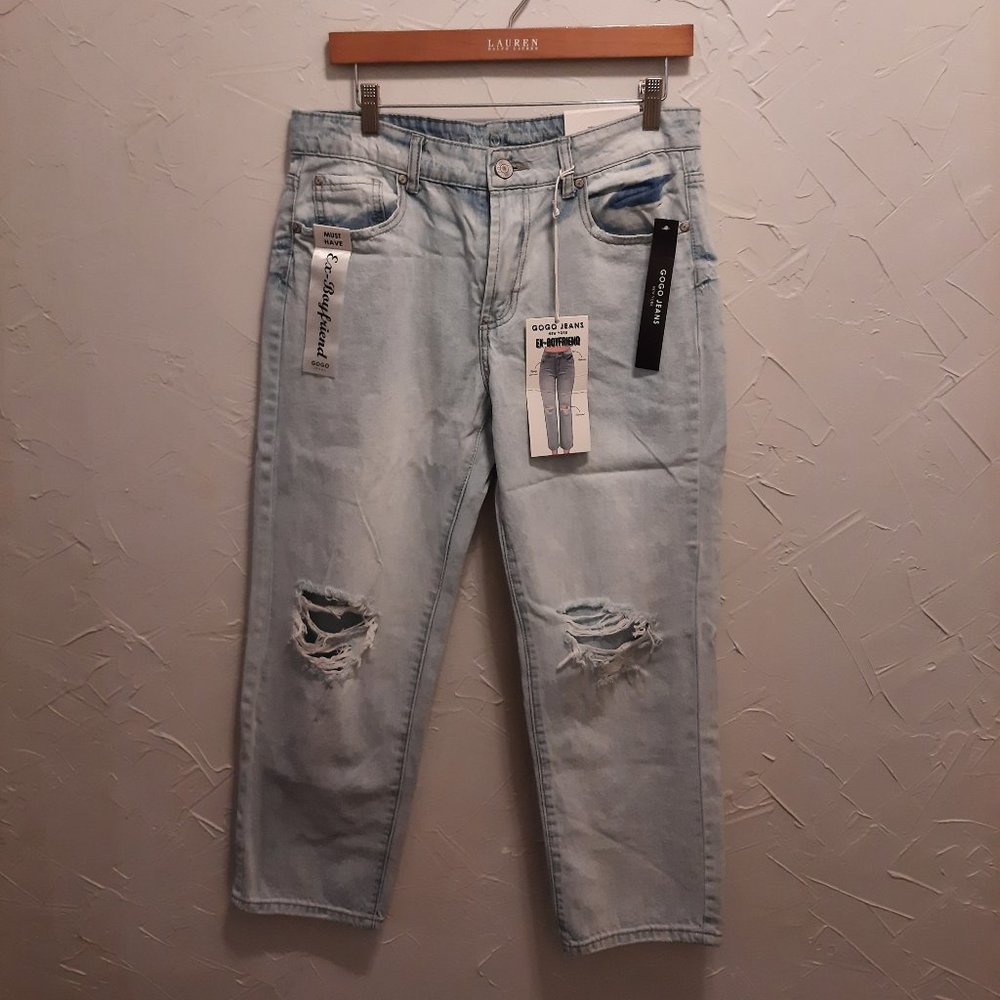 GOGO Ex-Boyfriend Distressed Jeans Women's Junior Sz 11 High-Waisted